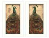 Set Of Two Peacock 1 White Framed Print Wall Art