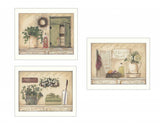 Set Of Three Garden Bath 2 White Framed Print Bathroom Wall Art