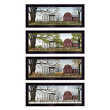Set Of Four Red Barn For The Season Black Framed Print Wall Art