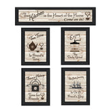 Set Of Five Kitchen Friendship Collection II 2 Black Framed Print Kitchen Wall Art