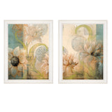 Set Of Two Meandering Flowers I and II 1 White Framed Print Wall Art