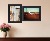 Set Of Two Abstract Flight 2 Black Framed Print Wall Art