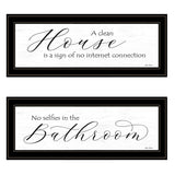 Set Of Two Household Humor 3 Black Framed Print Bathroom Wall Art