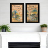 Set Of Two Living on the Lake 2 Black Framed Print Wall Art