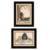 Set Of Two Gone Fishing 2 Black Framed Print Wall Art