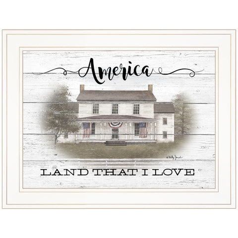 America 1 White Framed Print Wall Art