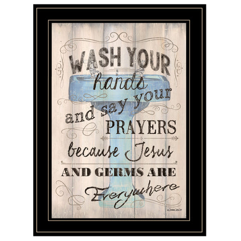 Wash Your Hands 4 Black Framed Print Bathroom Wall Art