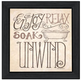 Soak and Relax 4 Black Framed Print Bathroom Wall Art