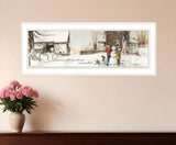 Snowmen from Heaven 2 White Framed Print Wall Art