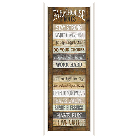 Farmhouse Rules 2 White Framed Print Wall Art