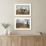 Set Of Two Country Roads 1 White Framed Print Wall Art