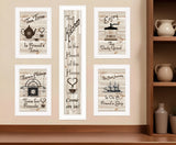 Set Of Five Kitchen Friendship 5 White Framed Print Kitchen Wall Art