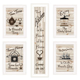 Set Of Five Kitchen Friendship 5 White Framed Print Kitchen Wall Art