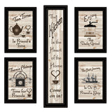Set Of Five Kitchen Friendship Black Framed Print Kitchen Wall Art