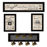 Set Of Four Kitchen Wall Art and Mug Rack