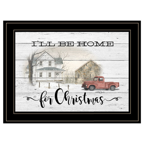 Home for Christmas Black Framed Print Wall Art