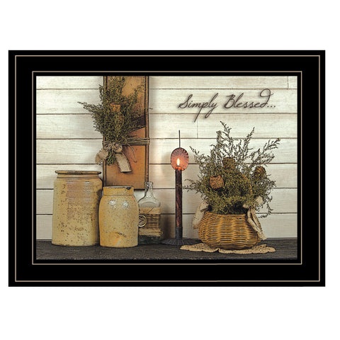 Simply Blessed Black Framed Print Kitchen Wall Art