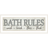 Bath Rules 1 White Framed Print Bathroom Wall Art