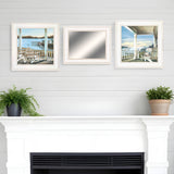 Set Of Three Lake Side White Framed Wall Art With Mirror