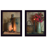 Set Of Two Country Candlelight Black Framed Print Wall Art