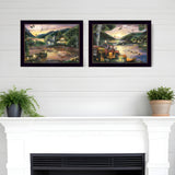 Set Of Two Lakefront Camping 3 Black Framed Print Wall Art