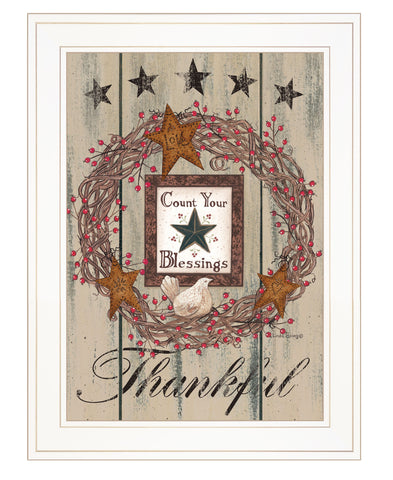 Count your Blessings 1 White Framed Print Wall Art