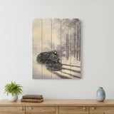 Snowy Locomotive Unframed Picket Fence Wall Art
