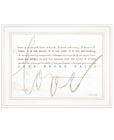 Love Never Fails 2 White Framed Print Wall Art