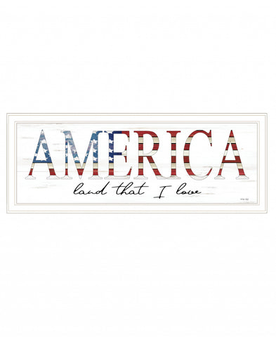 America Land that I Love Flag Print White Framed Print Wall Art