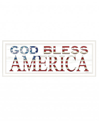 God Bless America 5 White Framed Print Wall Art