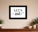 Lets Eat 3 Black Framed Print Kitchen Wall Art