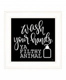 Wash Your Hands 1 White Framed Print Bathroom Wall Art