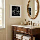 Wash Your Hands 1 White Framed Print Bathroom Wall Art