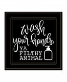 Wash Your Hands 2 Black Framed Print Bathroom Wall Art
