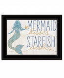 Mermaid Kisses Starfish Wishes 3 Black Framed Print Wall Art