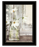 White Blossoms 2 Black Framed Print Wall Art
