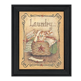 Laundry 1 Black Picture Frame Print Bathroom Wall Art