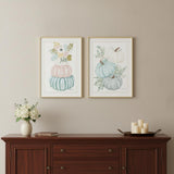Set Of Two Floral Pumpkins 2 White Framed Print Wall Art
