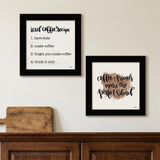 Set Of Two Coffee and Friends Recipe Black Framed Print Kitchen Wall Art
