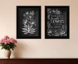 Set Of Two Vintage Flowers in Bloom Black Framed Print Wall Art