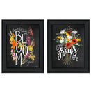 Set Of Two Love Grows Here Black Framed Print Wall Art