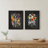 Set Of Two Love Grows Here Black Framed Print Wall Art