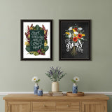 Set Of Two With Grateful Hearts Black Framed Print Wall Art