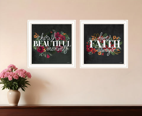 Set Of Two Cherish and Have Faith 3 White Framed Print Wall Art