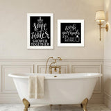 Set Of Two Wash Up White Framed Print Bathroom Wall Art