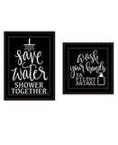 Set Of Two Wash Up Black Framed Print Bathroom Wall Art