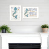 Set Of Two Two Mermaids 2 White Framed Print Wall Art
