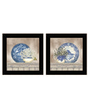 Set Of Two The Farmhouse Blues Black Framed Print Wall Art