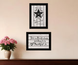 Set Of Two His Mercies and Thankful 2 Black Framed Print Wall Art