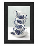 Tea Tower Blue 2 Black Framed Print Kitchen Wall Art